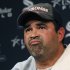 Chicago White Sox manager Ozzie Guillen pauses during a news conference after a baseball game between the White Sox and the Toronto Blue Jays on Monday, Sept. 26, 2011, in Chicago. The White Sox released Guillen from the last year of his contract, allowing him to pursue other interests. (AP Photo/Charles Rex Arbogast)