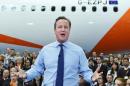 Britain's Prime Minister David Cameron delivers a speech on the EU at Luton Airport, north of London