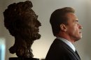 FILE - In this Feb 11, 2009 file photo, former Gov. Arnold Schwarzenegger and a bust of Abraham Lincoln are seen in profile during a celebration of Lincoln's 200 birthday held at the California Museum of History, Women and the Arts in Sacramento, Calif. Schwarzenegger, who came to office during California's historic 2003 recall election, will soon be releasing his autobiography, "Total Recall: My Unbelievably True Life Story."(AP Photo/Rich Pedroncelli, file)