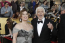 FILE - In this Jan. 29, 2012 file photo, actor Dick Van Dyke, right, and Arlene Silver arrive at the 18th Annual Screen Actors Guild Awards in Los Angeles. Van Dyke and Silver were married on Leap Day at a chapel in Malibu, according to his publicist, Bob Palmer. (AP Photo/Matt Sayles, file)