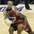 Miami Heat forward LeBron James gets fouled by Indiana Pacers forward David West during the second half of Game 6 of the NBA Eastern Conference basketball finals in Indianapolis, Saturday, June 1, 2013. (AP Photo/AJ Mast)