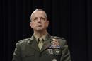 US General John Allen looks on following a meeting of NATO Defense Ministers at NATO headquarter in Brussels on October 10, 2012