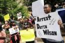 File photo of protestors at the St. Louis County Justice Center calling for the arrest of Police Officer Darren Wilson in Clayton