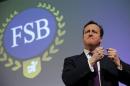 Britain's Prime Minister David Cameron speaks at the Federation of Small Business in London
