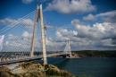 A picture taken on August 26, 2016 in Istanbul shows a general view of the Yavuz Sultan Selim bridge during its inauguration