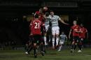 Manchester United's Scottish midfielder Darren Fletcher (2L) rises highest to make a defensive header during the English FA Cup football match against Yeovil Town, in southwest England, on January 4, 2015