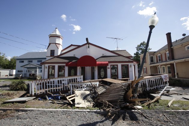 Zerega's Pizzaria suffered major damage from the flood cause by Tropical Storm Irene, Tuesday, Aug. 30, 2011 in Windham, N.Y. Officials say more than a dozen towns in Vermont and at least three in New