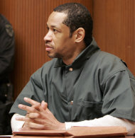 FILE - In this Friday, April 28, 2006 file photo, convicted sniper John Allen Muhammad addresses Judge James L. Ryan during a media preview before the start of his trial in Rockville, Md. Convicted D.C. sniper Lee Boyd Malvo, aka John Lee Malvo, said in a newspaper interview published Sunday, Sept. 30, 2012, that the devastated reaction of a victim’s husband made him feel like “the worst piece of scum.” Malvo expresses remorse in the interview with The Washington Post and urged the families of victims to try and forget about him and his partner, Muhammad, so they can move on. Tuesday, Oct. 2, marks the 10th anniversary of the beginning of the deadly spree in the Washington area carried by Malvo and Muhammad. The pair has been linked to 27 shootings across the country, including 10 fatal attacks in the Washington area. (AP Photo/Chris Gardner, Pool, File)