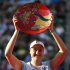 Petrova of Russia poses with her victory trophy after defeating Radwanska of Poland in their final match at the Pan Pacific Open tennis tournament in Tokyo