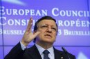 European Commission President Barroso holds a news conference during the EU leaders summit in Brussels