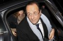 Hollande Socialist Party Candidate for the 2012 French presidential election arrives at his campaign headquarters in Paris