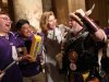Sen. Julie Rosen, the author of the stadium bill, celebrated the passage of the bill with a few Vikings fans outside the Senate chambers late Tuesday night, May 8, 2012 at the Capitol in St. Paul, Minn. (AP Photo/Renee Jones Schneider, star-tribune)