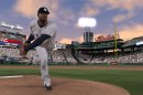 In this video game image released by Sony, an animated rendering of New York Yankees ace C.C. Sabathia is shown pitching in Boston's Fenway Park in 