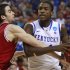 Indiana's Will Sheehey (10) works against Kentucky's Michael Kidd-Gilchrist, (14) during the second half of an NCAA tournament South Regional semifinal college basketball game Friday, March 23, 2012, in Atlanta. (AP Photo/John Bazemore)