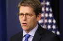 White House Press Secretary Jay Carney speaks during his daily news briefing at the White House in Washington, Tuesday, May, 29, 2012. (AP Photo/Pablo Martinez Monsivais)