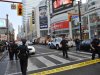 Police set up a perimeter outside the Eaton Centre shopping mall in Toronto, Saturday, June 2, 2012. Panic broke out at the Eaton Centre Saturday after shots were fired at the downtown mall packed with weekend shoppers. (AP Photo/The Canadian Press, Victor Biro)