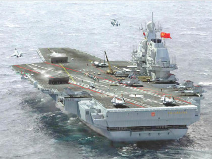 Hình minh hoạ tàu sân bay Shi Lang của Trung Quốc, sẽ chạy thử trên biển Đông vào tuần tới.