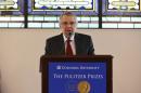 Mike Pride, administrator of The Pulitzer Prizes, announces the 2016 Pulitzer Prize winners at the Columbia University in New York on April 18, 2016
