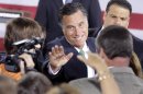 Republican presidential candidate, former Massachusetts Gov. Mitt Romney waves to supporters after speaking at a campaign stop in Charlotte, N.C., Wednesday, April 18, 2012. (AP Photo/Chuck Burton)