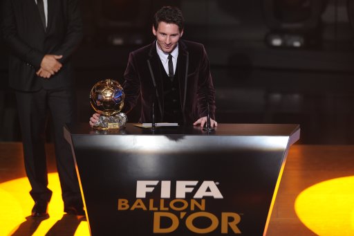 Lionel Messi speaks after receiving the FIFA Ballon d'Or award