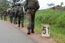 Democratic Republic of Congo soldiers march on December 31, 2013 in Eringeti towards the front line to fight against the Allied Democratic Forces
