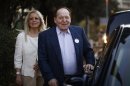 Adelson and wife Miriam are pictured after attending U.S. Republican Presidential candidate Romney's foreign policy remarks at Mishkenot Sha'ananim in Jerusalem