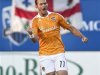 Houston Dynamo's Davis celebrates after scoring against Montreal Impact during MLS soccer match in Montreal