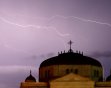 Lightning rips through the sky above the First Methodist Church in Paris, Texas Tuesday, May 24, 2011 as more severe weather formed over Northeast Texas.  (Sam Craft / The Paris News, AP)