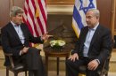 U.S. Secretary of State John Kerry, left, meets with Israeli Prime Minister Benjamin Netanyahu in Jerusalem on Thursday, June 27, 2013. Kerry is in Israel for the fifth time to make further efforts to resume peace talks between Israel and the Palestinians. (AP Photo/Jacquelyn Martin, Pool)