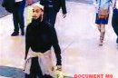 Still image taken from video surveillance cameras shows a man suspected of having carried out a terror-related knife attack on a French soldier at the La Defense commercial centre of Paris