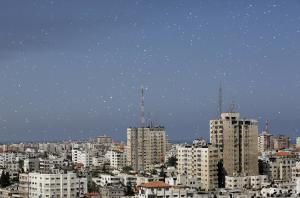 Flyers are dropped over Gaza City by the Israeli army &hellip;