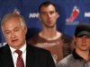 NHL Players Association executive director Donald Fehr, left, is joined by Boston Bruins' Zdeno Chara, center, and Pittsburgh Penguins' Sidney Crosby as he speaks to reporters during a news conference in New York, Thursday, Sept. 13, 2012.  Fehr says a lockout can be avoided and that's up to the league. (AP Photo/Mary Altaffer)