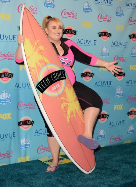 Rebel Wilson poses backstage with the award for choice movie actress: comedy for "Pitch Perfect" at the Teen Choice Awards at the Gibson Amphitheater on Sunday, Aug. 11, 2013, in Los Angeles. (Photo by Jordan Strauss/Invision/AP)