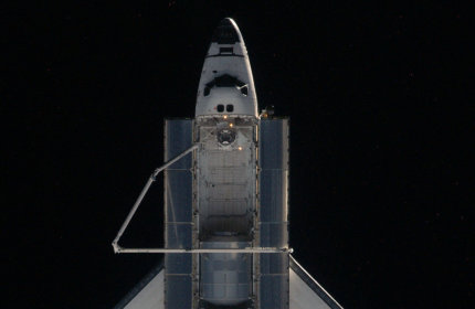 This image provided by NASA shows the space shuttle Atlantis photographed from the International Space Station as the orbiting complex and the shuttle performed final separation in the early hours of Tuesday July 19, 2011. (AP Photo/NASA)