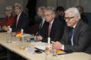 U.S. Secretary of State Kerry and German Foreign Minister Walter Steinmeier attend a meeting about the recently concluded round of negotiations with Iran over Iran's nuclear program in London