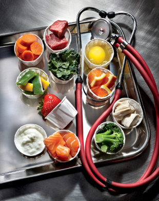 Picture of super foods with stethoscope