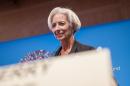 International Monetary Fund Managing Director Christine Lagarde arrives at a press conference during the annual IMF/World Bank meetings in Washington on October 11, 2014
