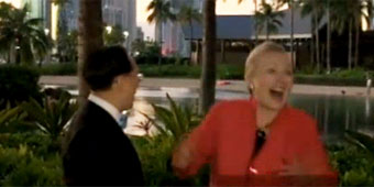 Hillary Clinton Laughs at Half-Naked Man (ABC News)