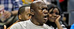 Charlotte Bobcats' owner Michael Jordan gestures at the referees against the New Jersey Nets in the first half of an NBA basketball game in Charlotte, N.C., Friday, March 9, 2012. The Nets won 83-74. (AP Photo/Bob Leverone)