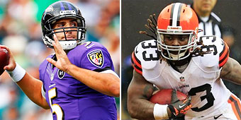 Fantasy predictions: Browns vs. Ravens  (Photos: Getty Images, AP / Y! Sports Fantasy Minute)
