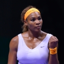 Serena Williams of the U.S reacts after she returned a shot to Li Na of China during their final tennis match at the WTA Championship in Istanbul, Turkey, Sunday, Oct. 27, 2013. The world's top female tennis players compete in the championships which runs from Oct. 22 until Oct. 27.(AP Photo)