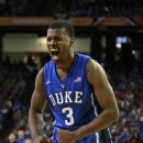 Duke guard Tyler Thornton (3) reacts after a basket in the first half of an NCAA college basketball game against Kentucky in Atlanta, Tuesday, Nov. 13, 2012. (AP Photo/John Bazemore)