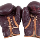 Boxing gloves worn by Muhammad Ali during his March 8, 1971 “Fight of the Century” in Madison  Square Garden against Joe Frazier are pictured in this undated handout photo obtained by Reuters July 11, 2016. Goldin Auctions/Handout via REUTERS