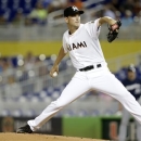 Miami Marlins starting pitcher Jacob Turner throws in the first inning during a baseball game against the Milwaukee Brewers in Miami, Tuesday, June 11, 2013. (AP Photo/Lynne Sladky)