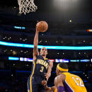 LOS ANGELES, CA - NOVEMBER 27: George Hill #3 of the Indiana Pacers drives to the basket against the Los Angeles Lakers at Staples Center on November 27, 2012 in Los Angeles, California. (Photo by Noah Graham/NBAE via Getty Images)