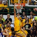Baylor's Brittney Griner (42) dunks over Kansas State's Bri Craig (20) and Brittany Chambers (2) in the second half of their NCAA college basketball game, Monday, March, 4, 2013, in Waco, Texas. Baylor won 90-68. (AP Photo/The Waco Tribune-Herald, Rod Aydelotte)
