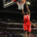 CHARLOTTE, NC - JANUARY 21: James Harden #13 of the Houston Rockets dunks against the Charlotte Bobcats at the Time Warner Cable Arena on January 21, 2013 in Charlotte, North Carolina. (Photo by Kent Smith/NBAE via Getty Images)
