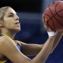 Delaware forward Elena Delle Donne shoots during practice for a women's regional semifinal game in the NCAA college basketball tournament in Bridgeport, Conn., Friday, March 29, 2013. Delaware plays Kentucky Saturday. (AP Photo/Charles Krupa)