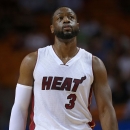MIAMI, FL - APRIL 13: Dwyane Wade #3 of the Miami Heat looks on during a game against the Orlando Magic at American Airlines Arena on April 13, 2015 in Miami, Florida. (Photo by Mike Ehrmann/Getty Images)