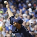 Milwaukee Brewers starter Marco Estrada throws against the Chicago Cubs during the first inning of a baseball game in Chicago, Monday, April  8, 2013. (AP Photo/Nam Y. Huh)